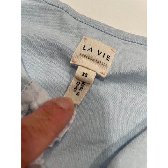 La Vie Rebecca Taylor Womens Ruffled Henley Shirt Top - Picture 4 of 8